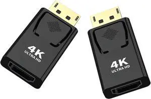Displayport to HDMI Converter,DP to HDMI Adapter [2-Pack],3840x2160p Male to Female Converter Compatible with Computer,Desktop,Labtop,PC,Monitor,HDTV - Gold Plated