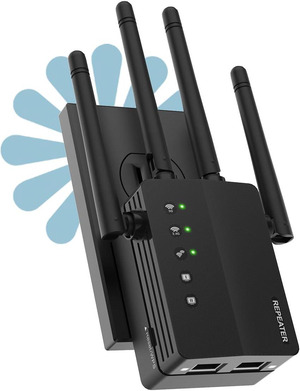 WiFi Booster 1200Mbps Dual Band (5GHz/2.4GHz) With 4 Antennas - Range Extender For Large Homes & Offices
