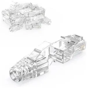 RJ45 Connectors, 100-Pack Cat6 Connector, Cat6/Cat5 8P8C Modular Plug Ends with Relief Boots for Solid Wire and Standard Cable, Transparent