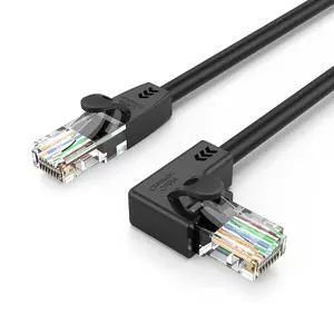 CableCreation CAT6 Ethernet Patch Cable with 50UGold Plated Contact, , Left Angled - Black 1.8m