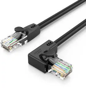 CableCreation CAT6 Ethernet Patch Cable with 50UGold Plated Contact, 3.3 Feet, Left Angled - Black
