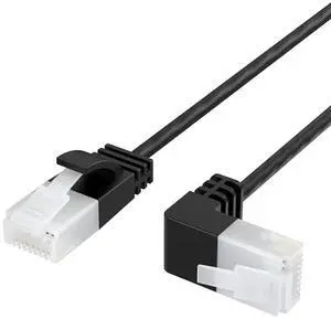 CableCreation Ultra Slim Cat6a Ethernet Short Cable OD 2.8mm, Down Angle Lan Super Light Cord, High Speed 10G UTP Network Patch Cable, Internet Wire for PC,Router,Modem,Printer,TV Box,PS5; 0.82FT/25cm