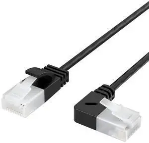 CableCreation Ultra Slim Cat6a Ethernet Short Cable OD 2.8mm, Left Angle LAN Super Light Cord, High Speed 10G UTP Network Patch Cable, Internet Wire for PC,Router,Modem,Printer,TV Box,PS5