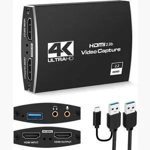 Torpedo Nova 4K HDMI to USB 3.0 Video Capture Card, 1080p60 HD Game Capture Device with 4K60 HDR Loop-Out, Plug & Play, UVC/UAC for Live Streaming, Gaming, Recording on PC/Mac