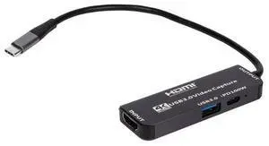 Torpedo Nova  USB C Video Capture Card 4K 30Hz, with 100W PD Charging & USB 3.0 Data Transfer, Plug & Play for OBS Streaming, Gaming, Conference, Compatible with Laptop, Phone, PC