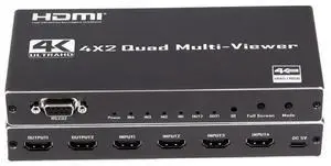 Torpedo Nova  HDMI 4x2 Video Wall Processor, 4K@30Hz Seamless Switching Splitter, Multi-Screen Display for Gaming & Surveillance