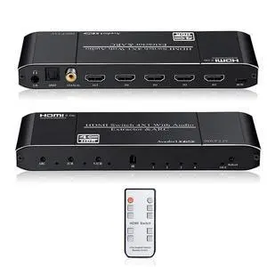 Torpedo Nova 4x1 HDMI Switch with Audio Extractor & ARC, 4K@60Hz HDR, HDCP 2.2, Optical/Coaxial/3.5mm Output
