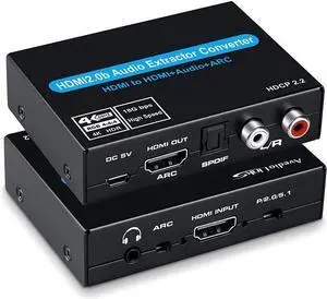 Torpedo Nova HDMI 2.0 Audio Extractor, HDMI to HDMI+ARC+Optical+RCA, HDCP 2.2, Standalone Audio Operation