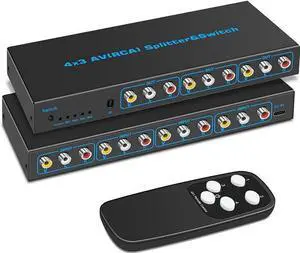 Torpedo Nova RCA AV Switch 4x3, Composite Video & Stereo Audio Selector, Metal Housing, Remote Control