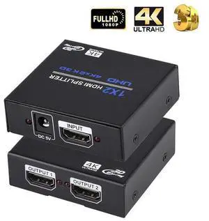 Torpedo Nova HDMI 1x2 Splitter, 4K@30Hz, HDCP 1.4 Compatible, Compact Portable Design