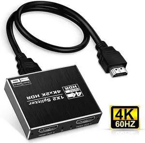 Torpedo Nova 1x2 HDMI 2.0 Splitter with Scaler & HDCP 2.2 Bypass - 4K@60Hz 1 in 2 Out Distribution Amplifier, Support HDR10, 3D, Downscale 4K to 1080P, Dual Independent EDID Management for Dual Monito