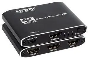 3-Port HDMI Switcher Supports 4K@60Hz, HDCP 2.2, HDR