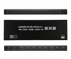 8x8 HDMI 2.0 Matrix Switch - 4K@60Hz 8 in 8 Out Professional Matrix, HDCP 2.2 Compliant, RS232/IR/Button Control, RGB 4:4:4, for Large Scale AV Distribution