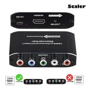 HDMI to Component Converter with Scaler - 1080P HDMI to YPbPr Video Audio Adapter, Adjustable Output 480P/576P/720P/1080P, Compatible with PS4, Xbox, Nintendo Switch, Fire TV