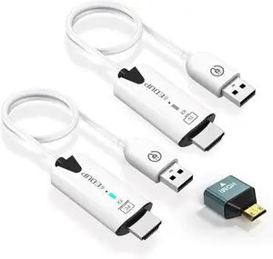 Wireless HDMI Transmitter and Receiver, 2025 Upgraded 1080P Wireless HDMI Extender 165FT Range, Plug&Play, Video Audio Projection for Desktop, PC, TV Box, PS4/5 to TV/Projector/Monitor-White