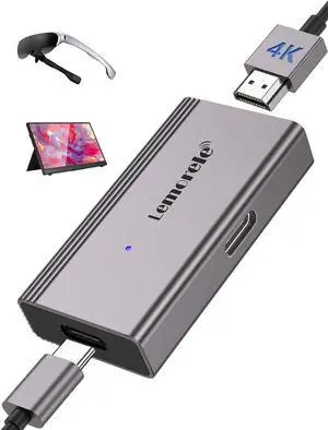 Lemorele HDMI to USB C Adapter 4K@60HZ, HDMI to Type C Adapter, Compatible with RayNeo, XREAL Air, Rokid Air, Thunderbird AR, GRAWOOA, Switch Base, Steam Deck Base, PS4, PS5, Xbox