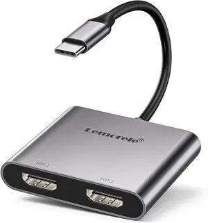 Lemorele USB C to Dual HDMI Adapter, Dual Monitor Adapter Converter Supports 4K@60Hz and Dual 4K@30Hz, for MacBook HP Dell Surface Thinkpad Type C Laptops, [macOS only Support SST Mode]