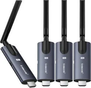 Lemorele Wireless HDMI Transmitter and 3 Receivers, Portable HDMI Wireless Extender, Plug & Play 656FT 1080P HD for Stream Video & Audio from PC/Camera/TV-Box to Monitor/Projector/HD TV/Phone/Tablet