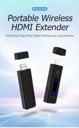 Mini Wireless HDMI Extender Kit, 1080P@60Hz, 50m Range, 8-Tx Conference Mode, Plug & Play