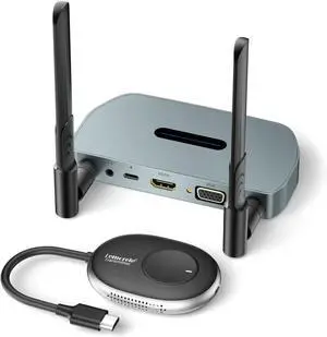 Lemorele Wireless HDMI Transmitter and Receiver Kit, 2.4/5G 1080P Full HD 164FT Range Wireless HDMI and VGA Dual Out Extender, for Video, File, Game Streaming to HDTV, Projector, Monitor