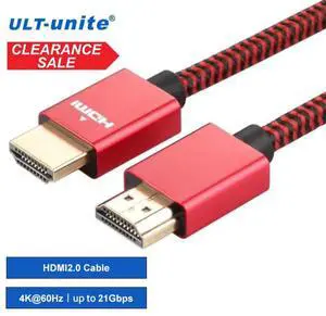 ULT-unite Mini HDMI to HDMI Cable Male to Male 32AWG 1.2m Aluminium Alloy 4K Braided Twisted HDMI2.0 Cable for Camera Tablet Red