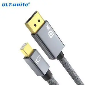 ULT-unite 2m Grey Braided Mini Display Port to Display Port Cable 8K 60Hz 4k 144Hz Mini DP to DP Cable ULT-unite 2m Grey Braided Mini Display Port to Display Port Cable 8K 60Hz 4k 144Hz Mini DP to DP Cable