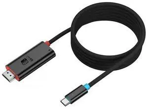 Type-C to HDMI Cable 1.8M - 4K@60Hz HDR, 100W PD Fast Charging, Braided Nylon, Compatible with Nintendo Switch/OLED, Steam Deck, iPhone 15, MacBook, iPad, Gaming Handhelds & More