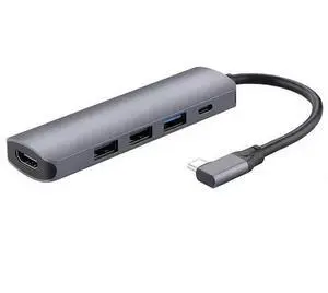Right Angle 5-in-1 USB-C Hub - 4K HDMI, 100W PD Charging, USB 3.0/2.0 Ports, Aluminum Body, Space-Saving L-Shaped Design for Laptop, Tablet, Phone Right Angle 5-in-1 USB-C Hub - 4K HDMI, 100W PD Charging, USB 3.0/2.0 Ports, Aluminum Body, Space-Saving L-Shaped Design for Laptop, Tablet, Phone