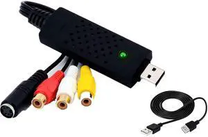 USB 2.0 Video Adapter Audio Video Capture Card Converter, VHS/ VCR/ Hi8 to Digital DVD Grabber Adapter Support Windows 10/8/7/XP eokCXOY