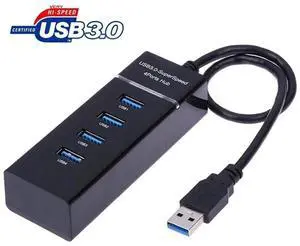 4 Ports USB 3.0 Hub Adapter,USB Splitter Compatible for USB Flash Driver, Laptop,Keyboard,Notebook PC,Mouse,Table,Printer,PS4,Xbox One,MacBook Air/Pro/Mini (0.98FT Extended Cable) eokCXOY