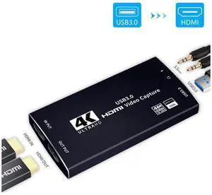Upgraded 4k@60hz HDMI Video Capture Card, 1080P 60FPS HD Game Capture Device Cam Link Support HDR, EDID, HDCP2.2 Work with Xbox PS5 PS4 Switch DSLR for OBS Twitch Live Streaming and Recording eokCXOY