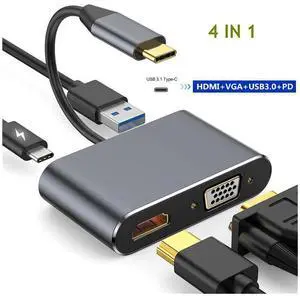 USB C HUB Type C To HDMI A VGA With 87W PD Charge Port Type C Dock Splitter For MacBook Laptop USB Type-C Converter HUB Adapter eokCXOY