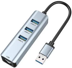 USB 3.0 to 3 Ports USB 3.0 with Ethernet Adapter, 3-Port USB 3.0 Hub with RJ45 10/100/1000 Gigabit Ethernet Adapter Support Windows 10,8.1,Mac OS, Surface Pro,Linux,Chromebook and More eokCXOY