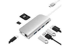 Basix 8 in1 USB Type C 3.1 HUB forType-C to USB 3.0 / 4K HDMI / RJ45 Ethernet / SD TF Card reader USB Type-C OTG For New Macbook -Silver eokCXOY Basix 8 in1 USB Type C 3.1 HUB forType-C to USB 3.0 / 4K HDMI / RJ45 Ethernet / SD TF Card reader USB Type-C OTG For New Macbook -Silver eokCXOY