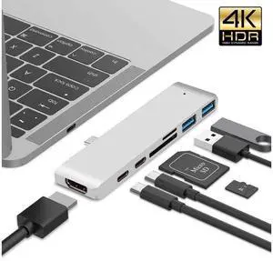 USB C Hub 7-in-1 Type-C Adapter Hub Connect USB 3.0, 4K HDMI Port, SD and MicroSD Card, 40Gbps Thunderbolt 3 Port, USB C Power Delivery for MacBook 2016/2017 and More USB C Devices-Silver eokCXOY USB C Hub 7-in-1 Type-C Adapter Hub Connect USB 3.0, 4K HDMI Port, SD and MicroSD Card, 40Gbps Thunderbolt 3 Port, USB C Power Delivery for MacBook 2016/2017 and More USB C Devices-Silver eokCXOY