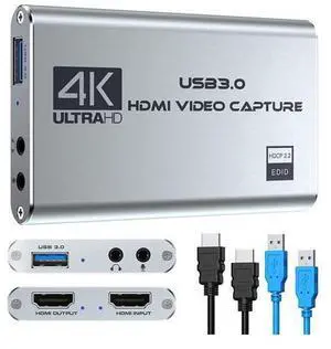 4K Audio Video Capture Card USB 3.0 HDMI Video Capture Device Full HD 1080P for Game Recording Live Streaming Broadcasting eokCXOY
