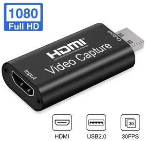 Audio Video Capture Cards - HDMI to USB 2.0 - High Definition 1080p 30fps - Record Directly to Computer for Gaming, Streaming, Teaching, Video Conference or Live Broadcasting eokCXOY