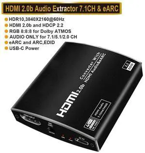4K 60Hz HDMI eARC Audio Extractor Splitter ARC HDMI Audio Extractor 18.5Gbps HDR 7.1CH HDCP EDID DTS For HDTV Amplifier Speaker eokCXOY