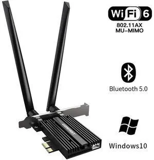 WiFi 6 PCIE Card 2974Mbps AX200 Wireless Adapter WiFi Card with Bluetooth 5.0, 802.11ax, MU-MIMO, Dual-Band(5GHZ 2400Mbps+2.4GHZ 574Mbps) for PC, Support Windows 10 64bit, Chrome OS and Linux eokCXOY
