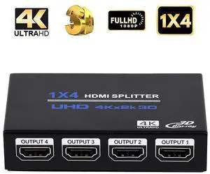 1x4 HDMI Splitter, 1 in 4 Out HDMI Splitter Audio Video Distributor Box Support 3D & 4K x 2K Compatible for HDTV, STB, DVD, PS3, Projector Etc eokCXOY 1x4 HDMI Splitter, 1 in 4 Out HDMI Splitter Audio Video Distributor Box Support 3D & 4K x 2K Compatible for HDTV, STB, DVD, PS3, Projector Etc eokCXOY