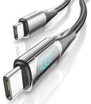 PD 100W USB C to USB C Cable,5A 20V Fast Charging USB C Cable with LED Display Nylon Braided Charger Cord Type C Cable for Samsung S21 S20 iPad Pro Google Pixel LG (3.3FT, 1-PACK) eokCXOY