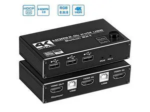 KVM Switch HDMI 2 Port, Support 4K @60Hz, USB Switcher with 3 USB 2.0 Ports, 2 Computers Share One Monitor, Keyboard and Mouse, with 2 USB Cables, No Power Require, Plug and Play eokCXOY