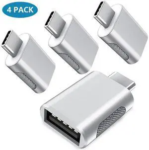 Upgrade 10Gbps USB C to USB 3.0 OTG Adapter (4 Pack), USB Type C Male to USB A Female, Thunderbolt 4/3 to USB Converter for M-ac-Book Pro/Air, i-Pad, i-Mac and More Type C Devices - Silver eokCXOY