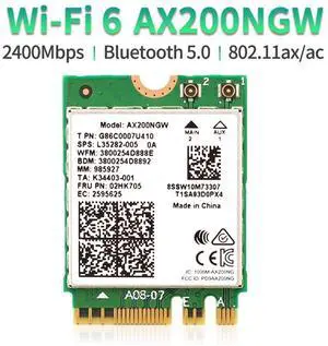 Dual band 2.4Gbps Wi-Fi 6 AX200NGW 802.11ax/ac MU-MIMO 2x2 Wifi for AX200 NGFF M.2 Bluetooth 5.0 Network Wlan Card eokCXOY Dual band 2.4Gbps Wi-Fi 6 AX200NGW 802.11ax/ac MU-MIMO 2x2 Wifi for AX200 NGFF M.2 Bluetooth 5.0 Network Wlan Card eokCXOY