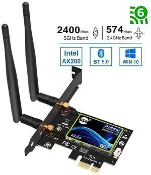 WiFi 6 AX200 PCIE WiFi Card 2974Mbps with Bluetooth 5.0, 802.11AX Dual Band 5GHz/2.4GHz Wireless PCIe Adapter for PC Desktop,Support Windows 10 64bit eokCXOY