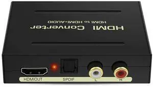 HDMI Audio Extractor Splitter HDMI to HDMI + Optical + RCA L/R Stereo Audio Out Supports 4k 3D, 1080P(50/60HZ) for Apple TV, PS3/4, Xbox, PC/laptop, HD camera, HD DVR etc eokCXOY