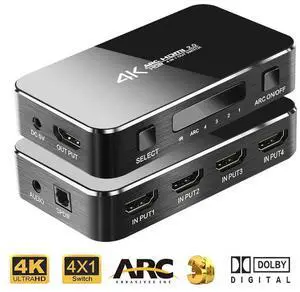 HDMI Switch 2.0 4K HDMI Splitter Switch 4 In 1 Out HDMI Switcher Audio Extractor ARC & IR Control Support HDR HDMI Switch For PS3 PS4 HDTV eokCXOY