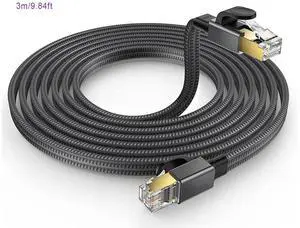 40Gbps Cat8 Ethernet Cable Network LAN Patch Cord Gold Plated RJ45 Connector Cat 8 Flat Wire for Router Modem Computer PC eokCXOY