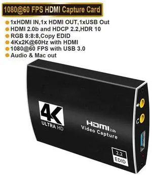USB3.0/Type-C HDMI Video Capture Card, 4K@60Hz 1080P 60FPS HD Game Capture Device Cam Link with HDMI Passthrough Work with Xbox PS5 PS4 Switch DSLR for OBS Twitch Live Streaming and Recording eokCXOY