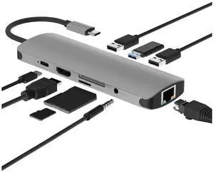 USB C Hub, USB C Adapter 9 in 1 with USB-C Charging, Port of Mic/Audio,3 USB 3.0 Ports, HDMI, SD, Micro SD Compatible for MacBook Pro, Surface Pro,Notebook PC, USB Flash Drives and More eokCXOY USB C Hub, USB C Adapter 9 in 1 with USB-C Charging, Port of Mic/Audio,3 USB 3.0 Ports, HDMI, SD, Micro SD Compatible for MacBook Pro, Surface Pro,Notebook PC, USB Flash Drives and More eokCXOY